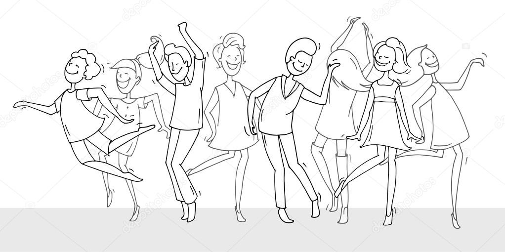 1022x510 Dancing People In Different Poses Stock Vector Sapunkele
