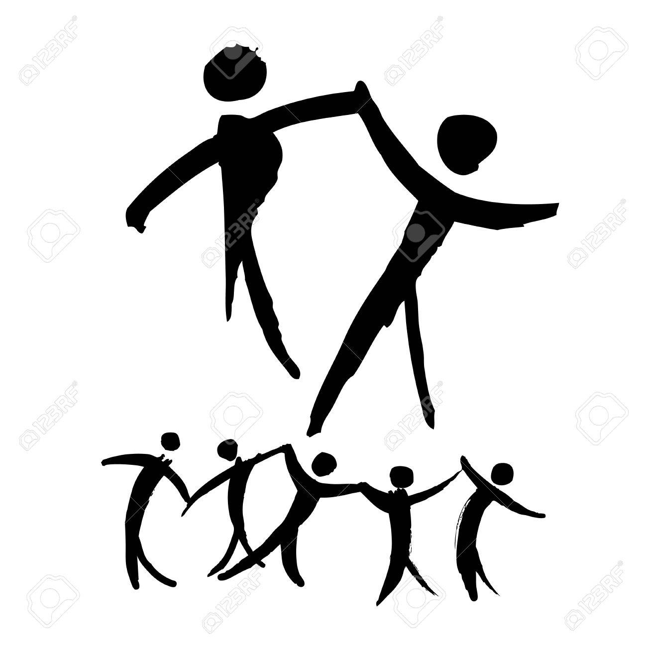 1300x1300 Dancing People Hand Drawn Illustration. Logo And Label Template