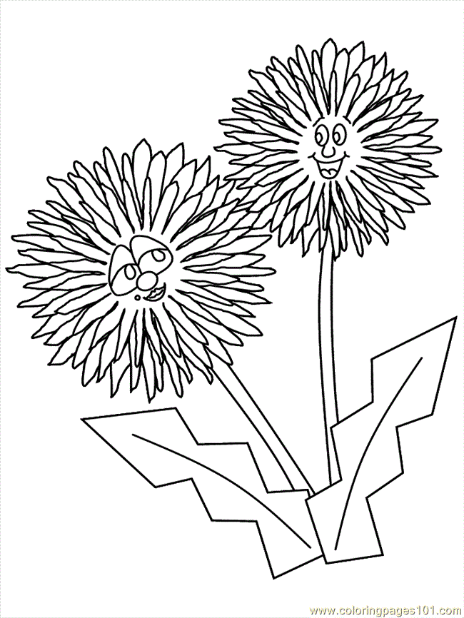 650x866 Flower Coloring Pages Dandelion Cartoon Coloring Page