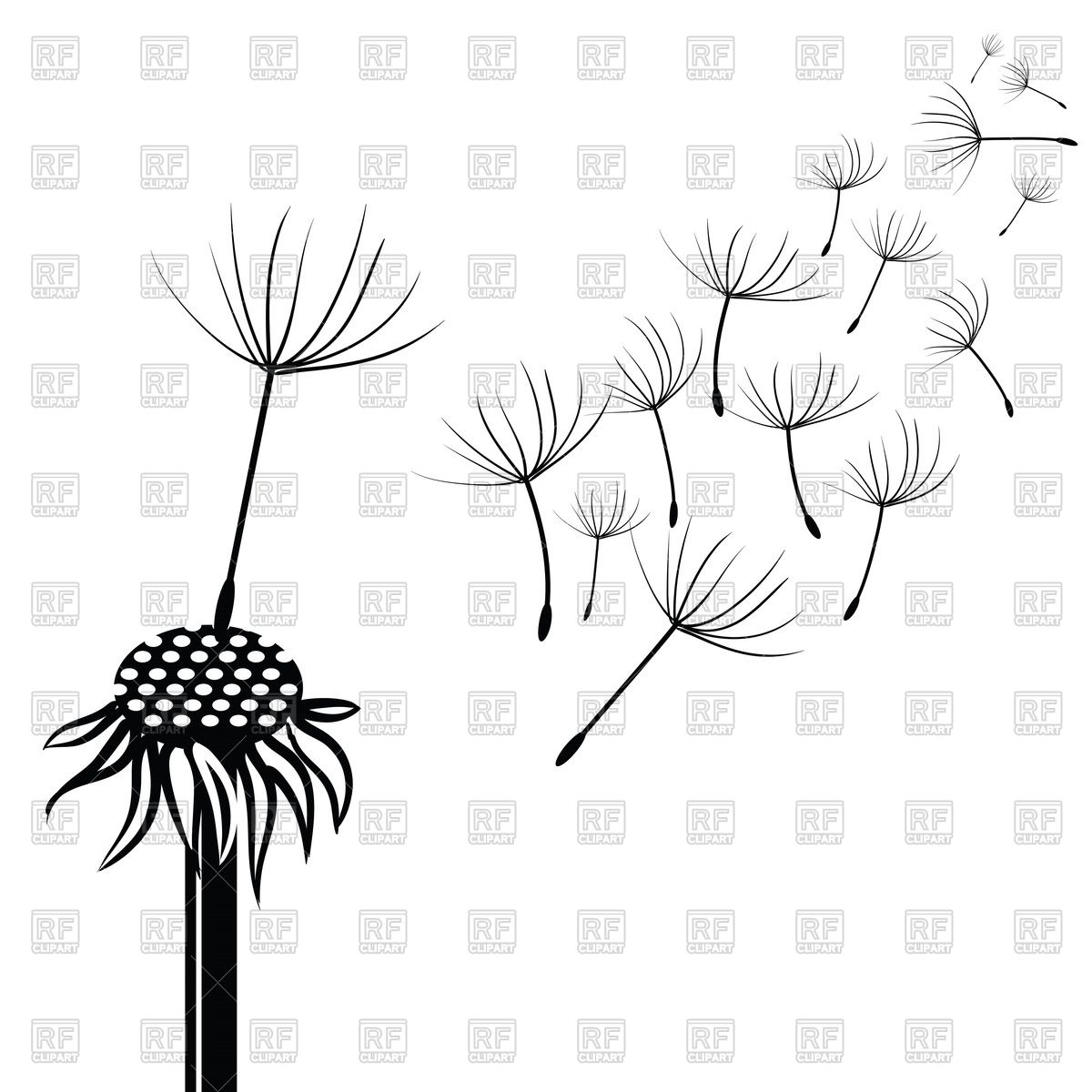1200x1200 Silhouette Of Dandelion Royalty Free Vector Clip Art Image