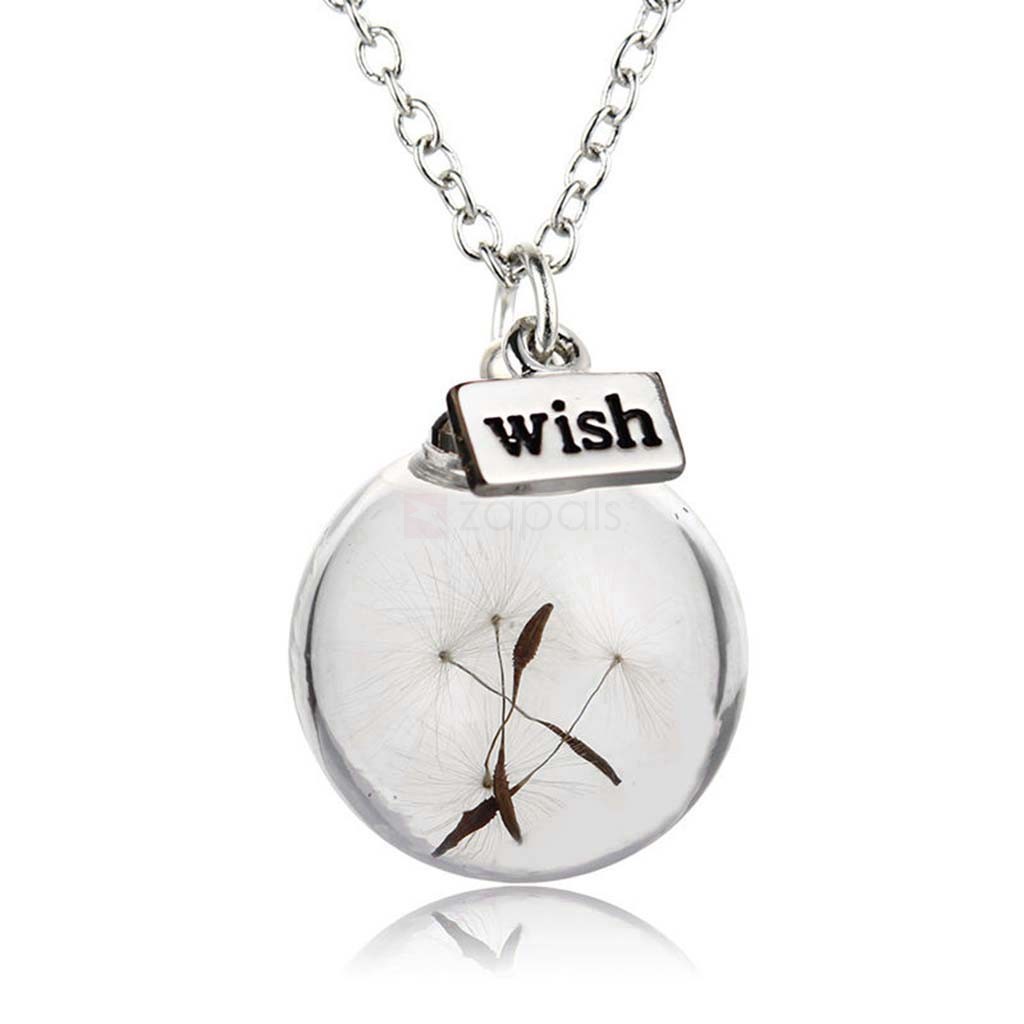 1024x1024 Real Dandelion Seed Glass Wish Bottle Pendent Necklace Lucky
