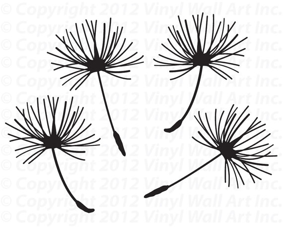 570x456 Dandelion Seed Vinyl Decals Set Of 4 Medium Dandelion Home