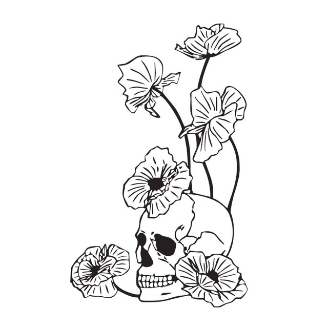 640x640 Dangerous Flowers And Skull Wall Stickers Home Decor Vinyl Art