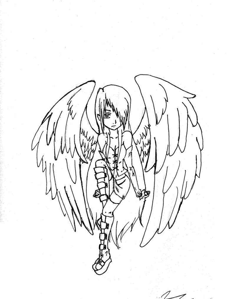 787x1015 Dark Angel Lineart By Silvahedgehog1013