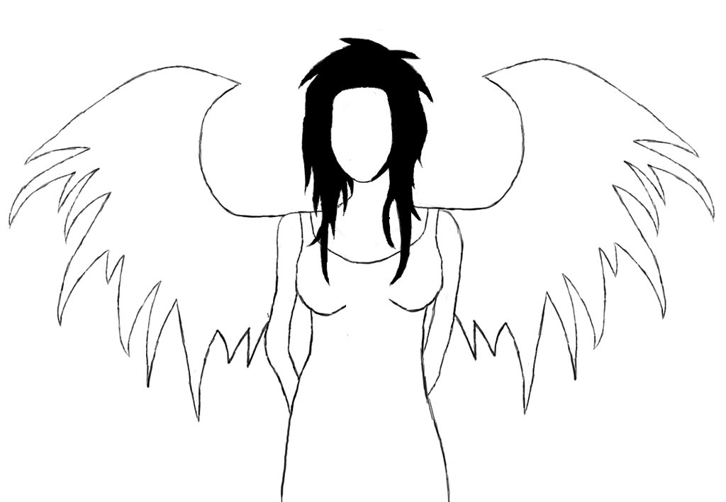 1024x708 Fallen Angel Clipart Outline