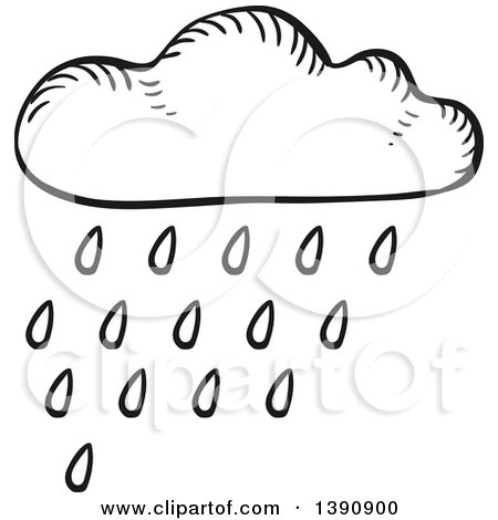 450x470 Clipart Of A Sketched Dark Gray Rain Cloud