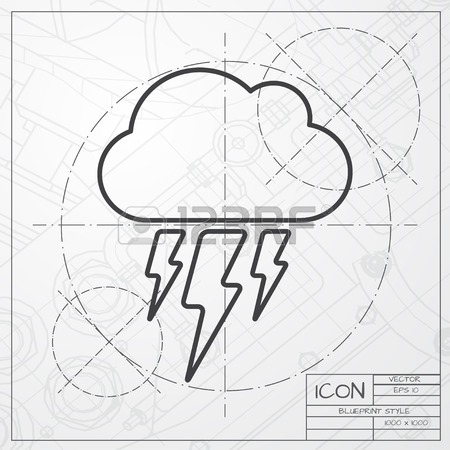 450x450 Cloud And Lightning Bolt Vector Sketch Icon Isolated On Background
