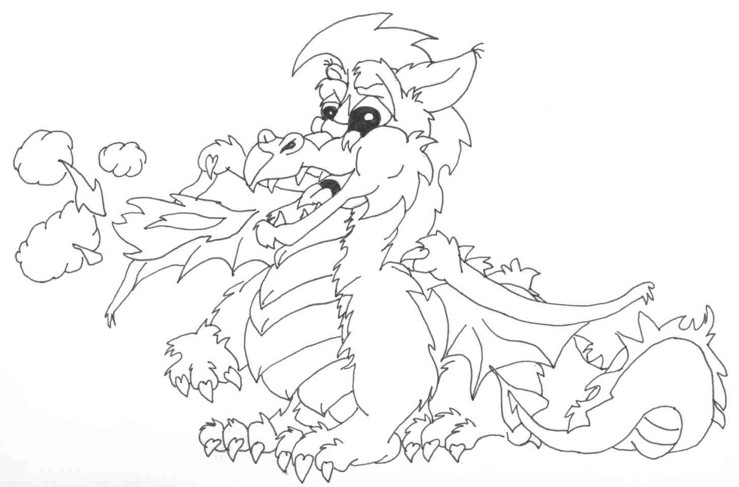 1449x955 Fire Breathing Dragon Sketch By Darkdragon Of Chaos