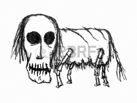 450x338 Pencil Drawing Raster Artwork Depicting An Dark Scary Monster