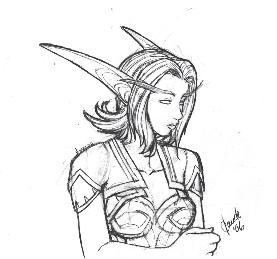 900x841 Night Elf Miralda Sketch By Thally