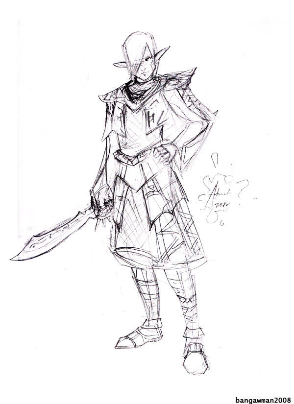 600x825 Dark Elf Rough Sketch By Bangawman