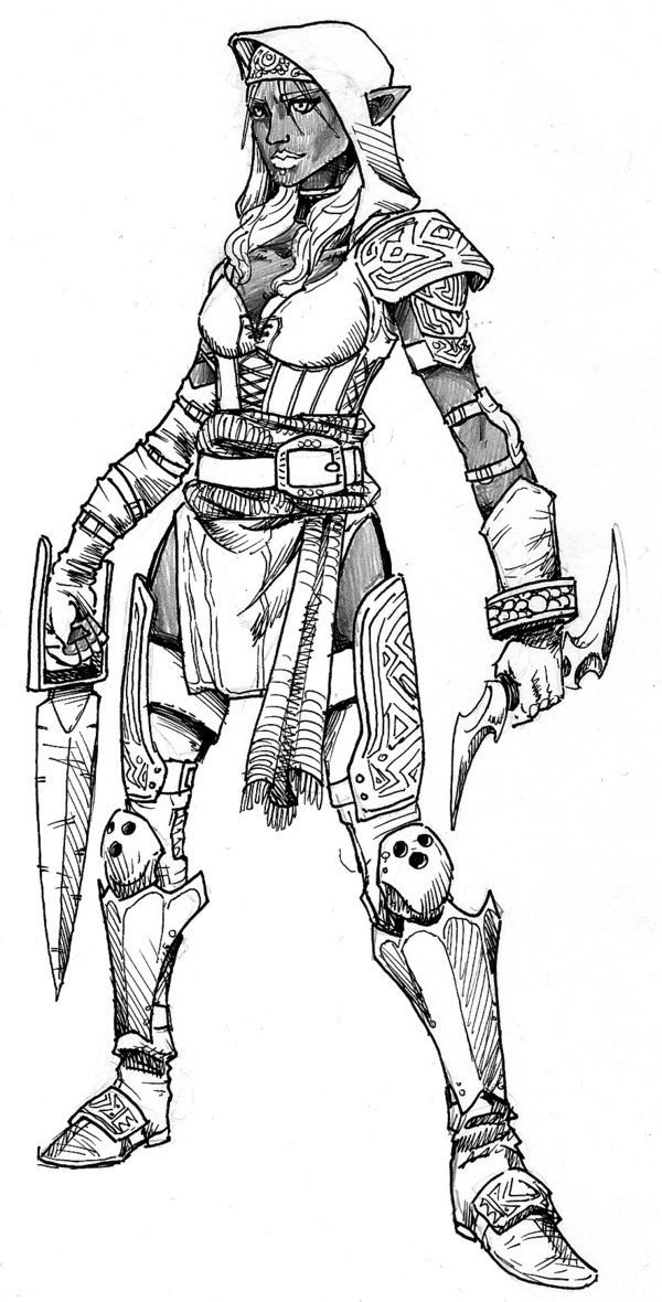 600x1180 Dark Elf Assassin By Emacamu