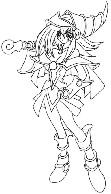 385x670 Dark Magician Girl Line Art 2 By Nightsangel666