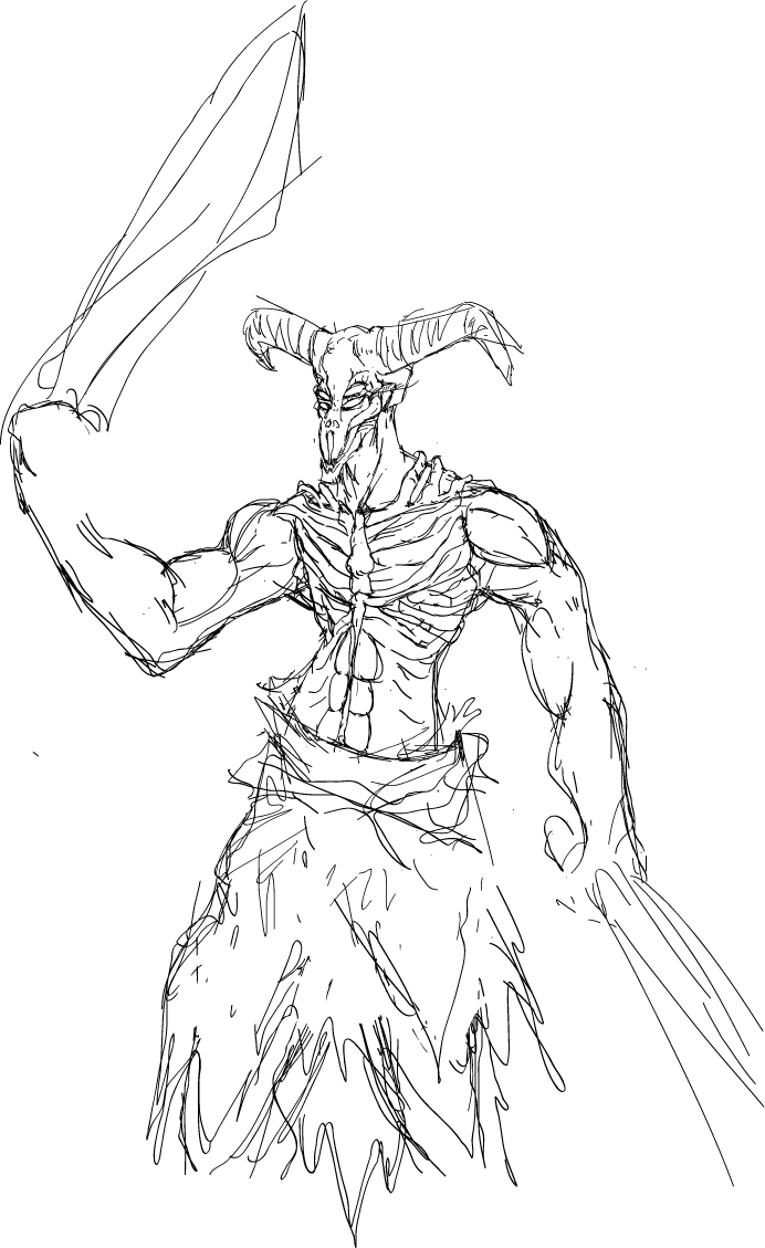 692x1129 Sketch Capra Demon Dark Souls! By Rockfield