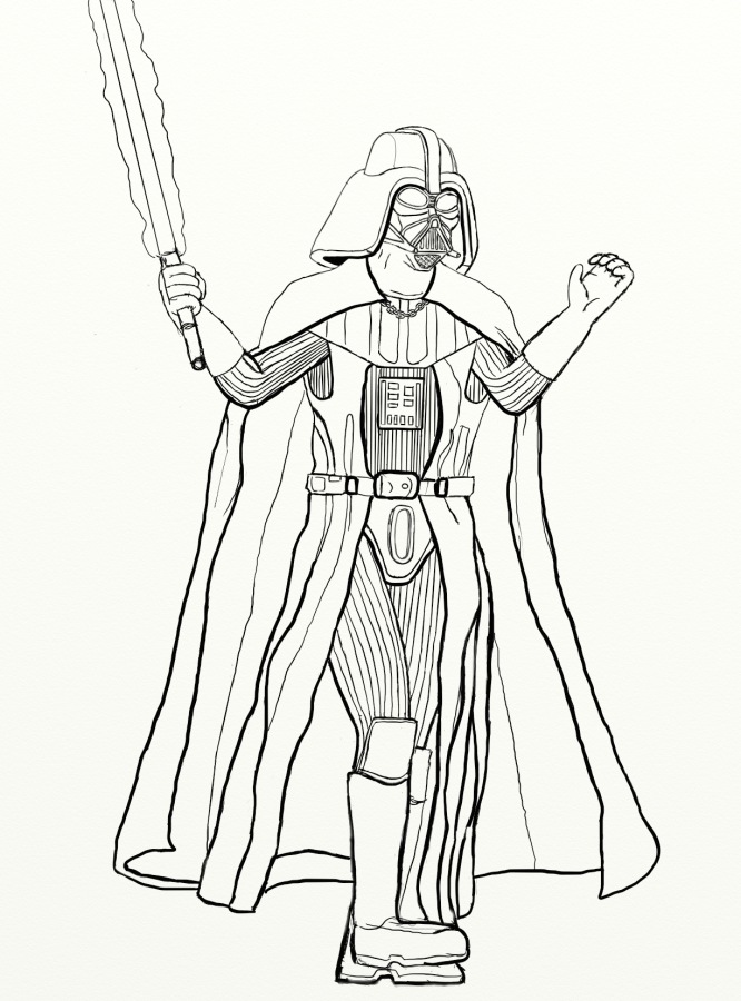 666x900 Drawn Darth Vader Lined
