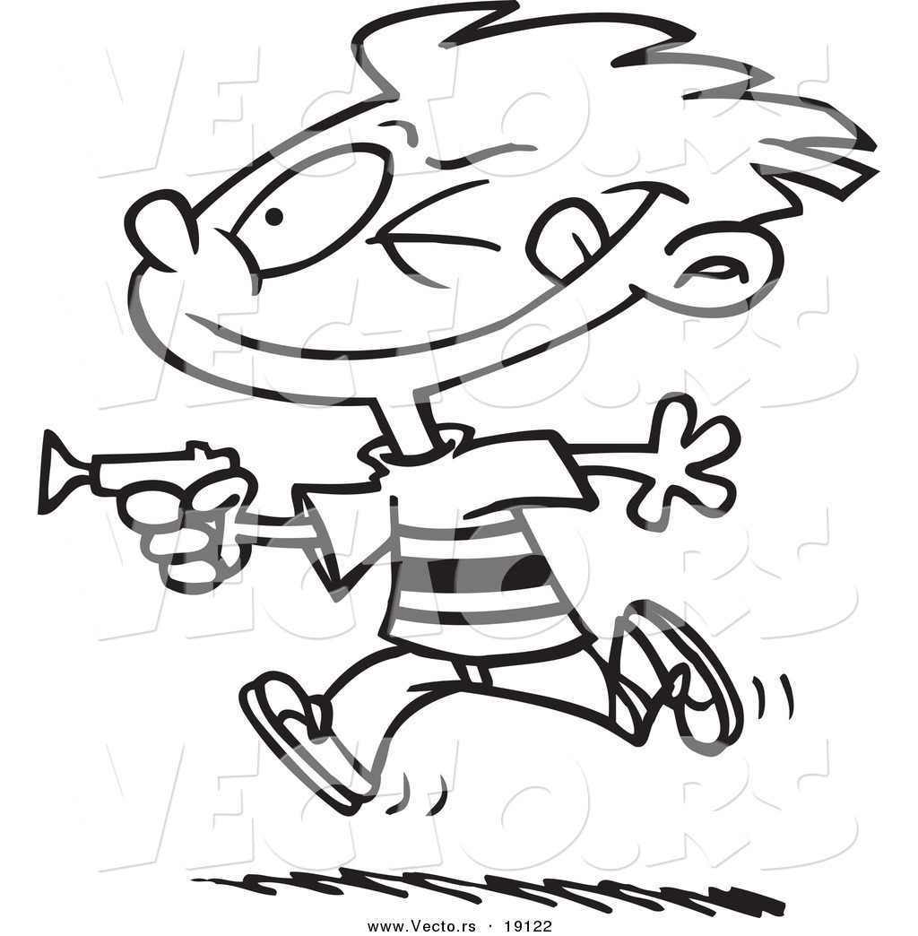 1024x1044 Vector Of A Cartoon Boy Playing With A Dart Gun