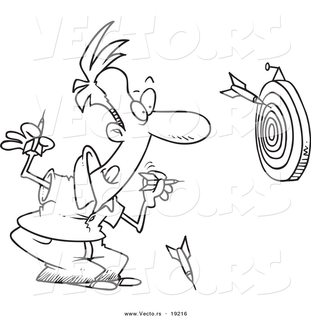 1024x1044 Vector Of A Cartoon Man Throwing Darts