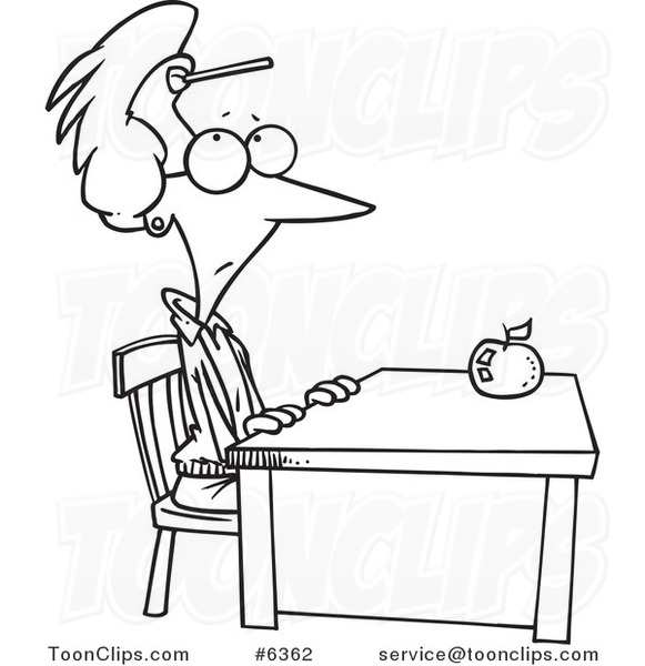 581x600 Cartoon Black And White Line Drawing Of A Teacher Sitting