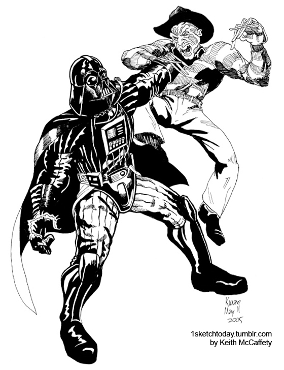 560x728 Darth Vader Vs. Freddie Krueger A Sketch From 2005. I Think We