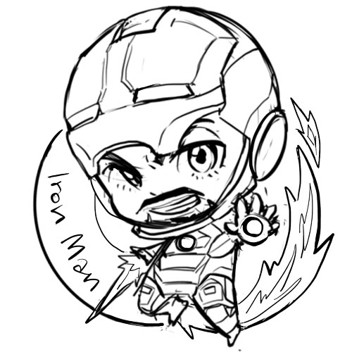 500x500 Captain America Chibi Tumblr Lineart Ironman
