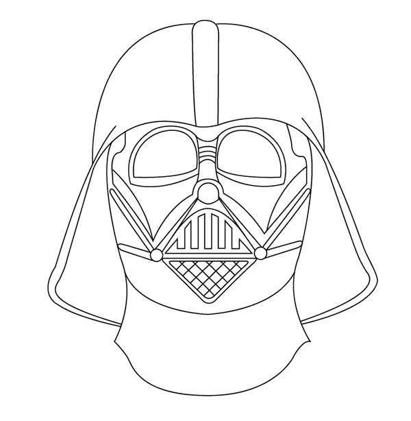 600x614 Drawn Darth Vader Outlined