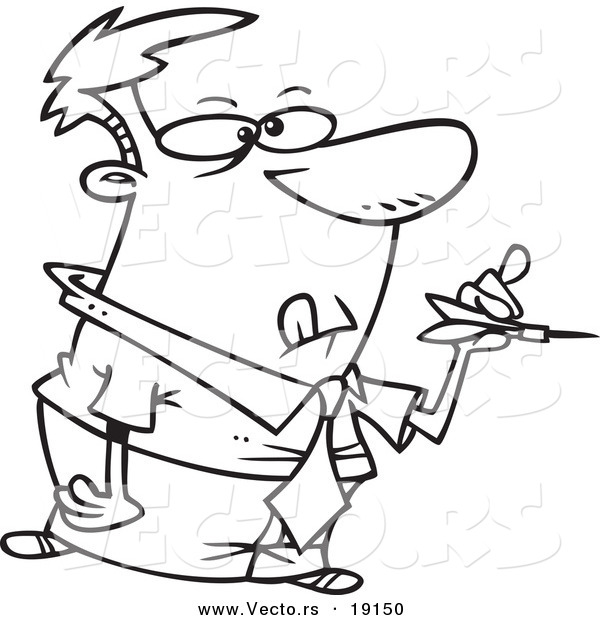 600x620 Vector Of A Cartoon Businessman Throwing Darts