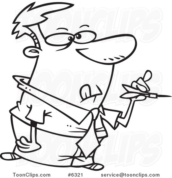 581x600 Cartoon Black And White Line Drawing Of A Business Man Throwing