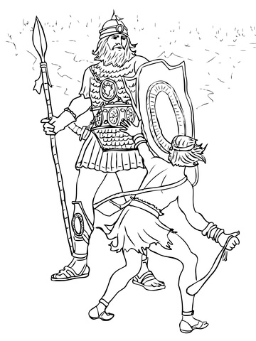 360x480 David And Goliath Fight Coloring Page Free Printable Coloring Pages