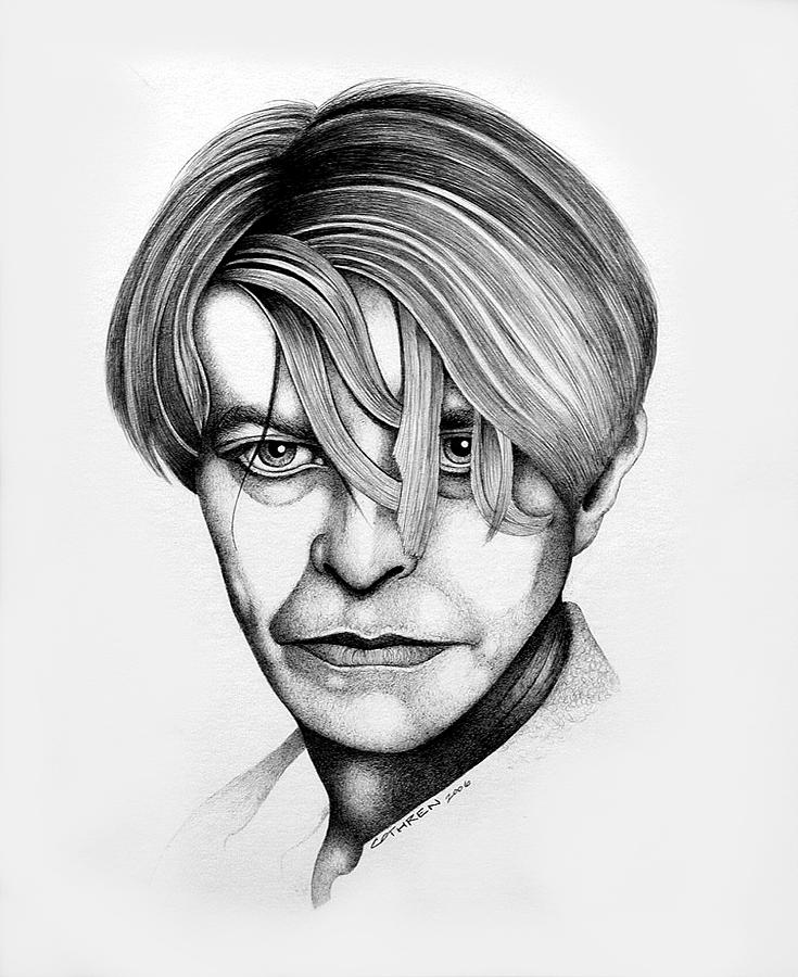 735x900 Bowie Drawing By Jimmy Cothren