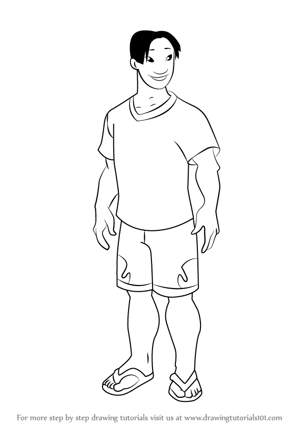 596x842 Learn How To Draw David Kawena From Lilo And Stitch (Lilo Amp Stitch
