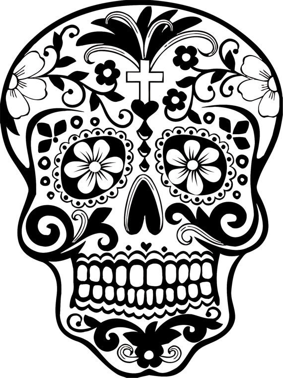 570x761 Sugar Skull Wall Vinyl Decal Sticker Art Graphic Sticker
