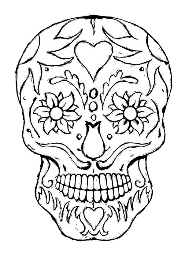 618x841 Day Of The Dead Skulls Coloring Pages A 91 Extraordinary Color
