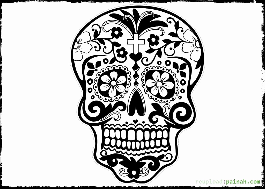 1024x728 Day Of The Dead Skull Coloring Pages Unique Day The Dead Skull