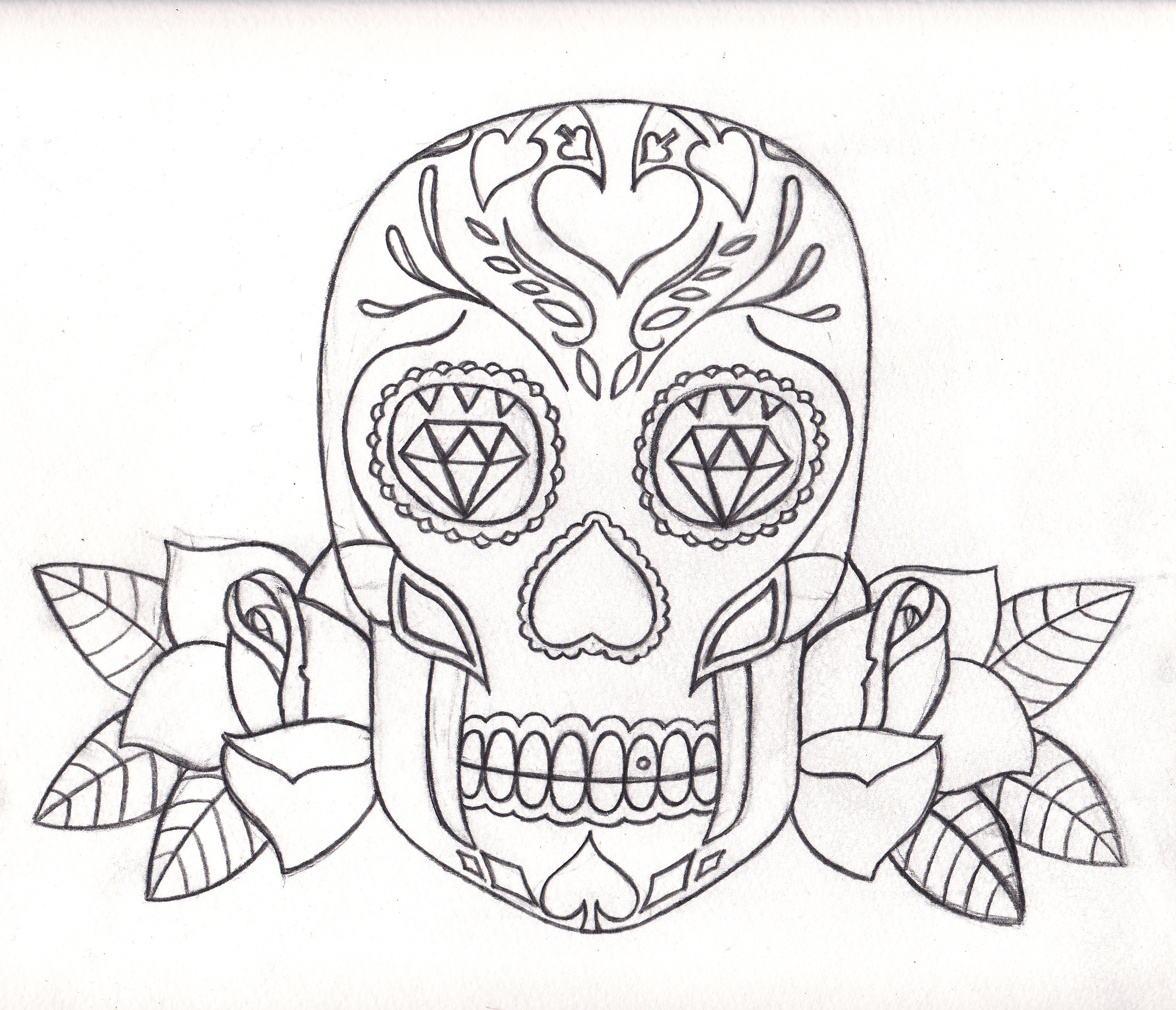 Day Of The Dead Skull Drawing at GetDrawings | Free download