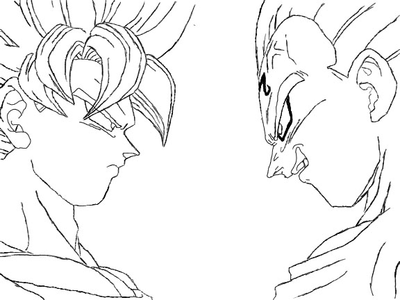 576x432 Dbz Goku Vs Vegetta Lineart By Craigyp100