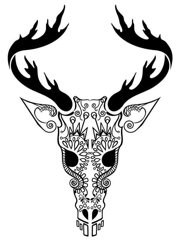 600x800 Day Of The Dead Deer Stickers By Teammartin Redbubble