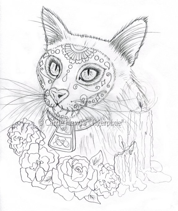 576x683 Cat Art Journal By Carrie Tigerpixie Hawks Wip New Day