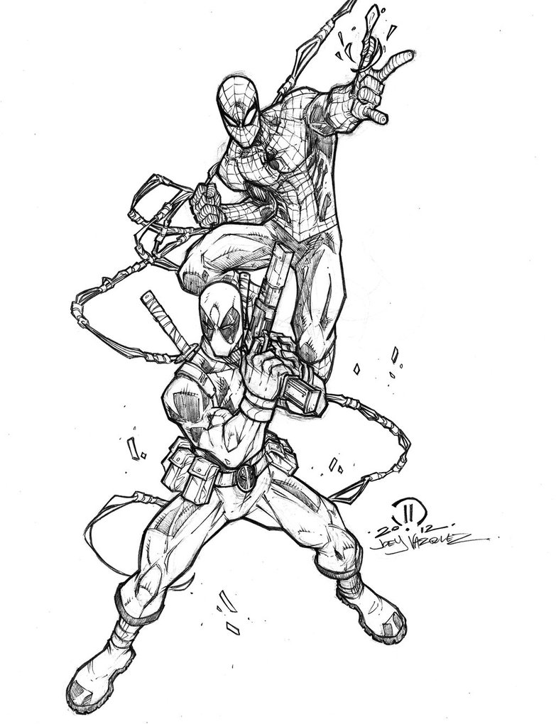783x1020 Spider Man Dead Pool Pencils By Joeyvazquez