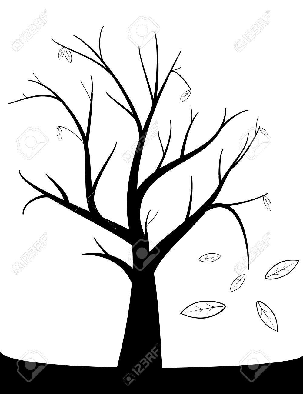 1000x1300 Dead Tree With Fall Leaves Royalty Free Cliparts, Vectors,