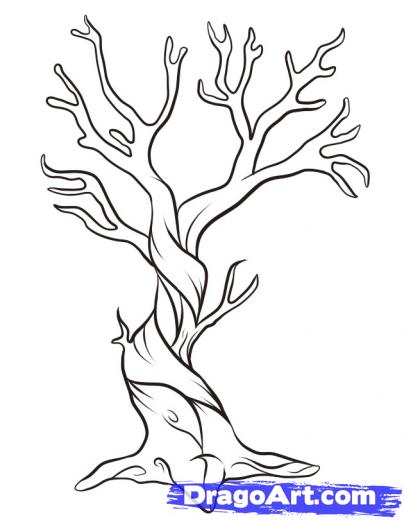 404x520 Step 7. How To Draw A Dead Tree Jt Steps Online