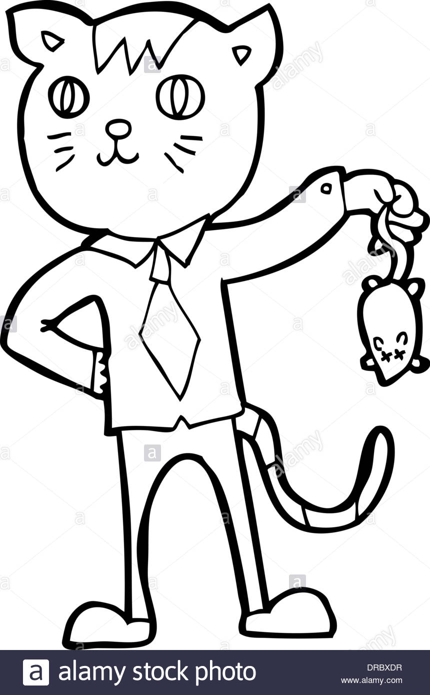 860x1390 Cartoon Business Cat With Dead Mouse Stock Vector Art