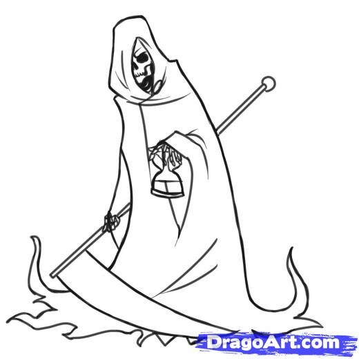 520x520 How To Draw The Grim Reaper, Death Drawing And Painting, Fun Art
