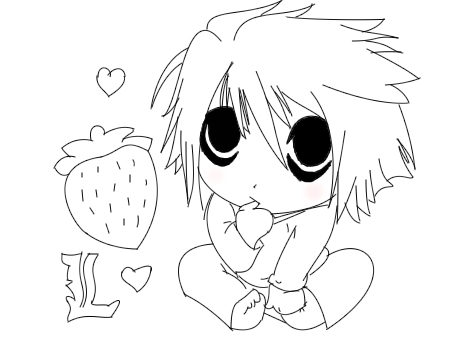 470x338 Death Note By Lineartartist (Chibi Drawing)