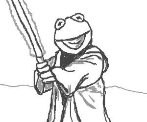 300x250 Obi Wan Kermit Absorbs Death Star Laser. (Drawing By Grant Searle)