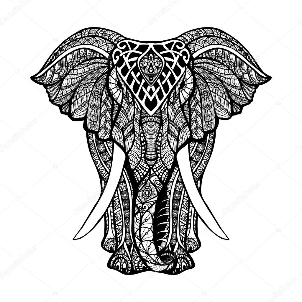 1024x1024 Decorative Elephant Illustration Stock Vector Macrovector