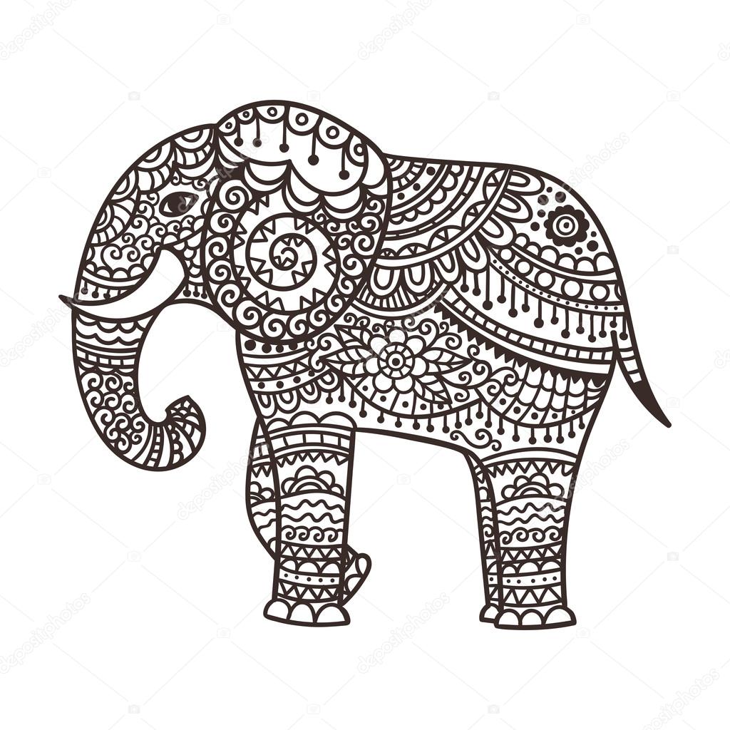 1024x1024 Decorative Elephant Illustration Stock Vector Qilli