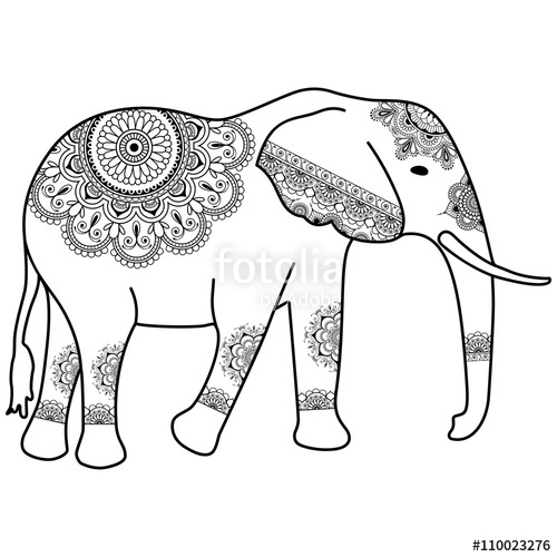 500x500 Mehndi Tattoo Elephant Decorated In Indian Style Stock Image