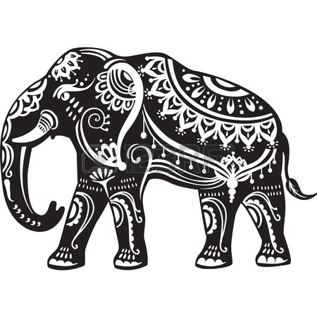 450x450 Stylized Decorated Elephants And Lotus Flower Royalty Free