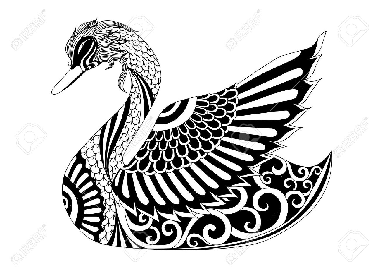 1300x919 Drawing Swan For Coloring Page, Shirt Design Effect, Logo, Tattoo