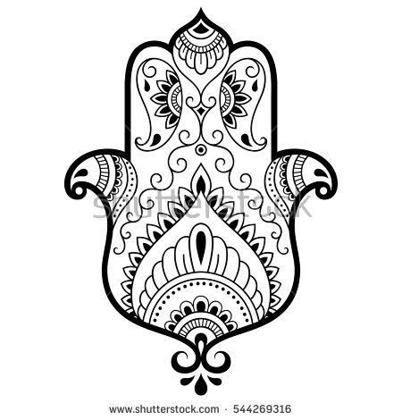 450x470 Vector Hamsa Hand Drawn Symbol. Decorative Pattern In Oriental